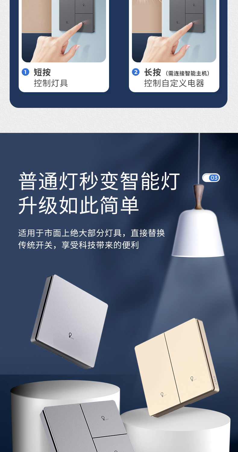 智能場景面板(機械自復位按鍵) 智能場景面板(機械自復位按鍵)